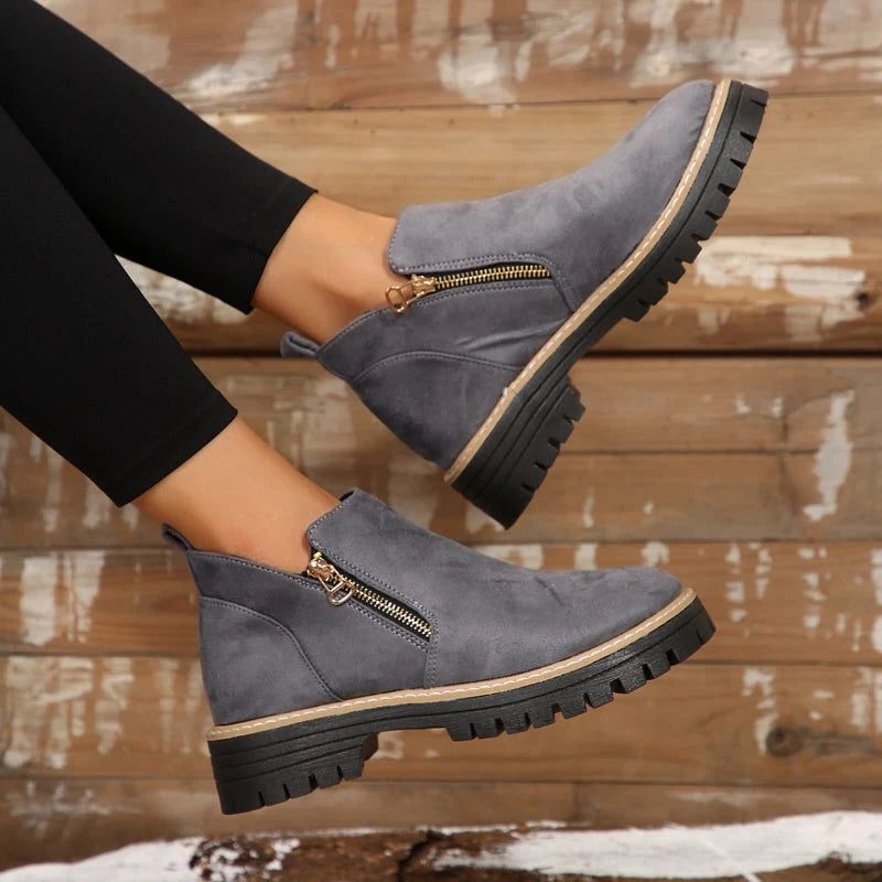 Ximena | Waterproof Ankle Boots with Side Zip and Chunky Tread for Women