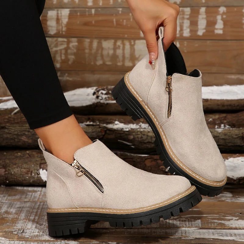Ximena | Waterproof Ankle Boots with Side Zip and Chunky Tread for Women