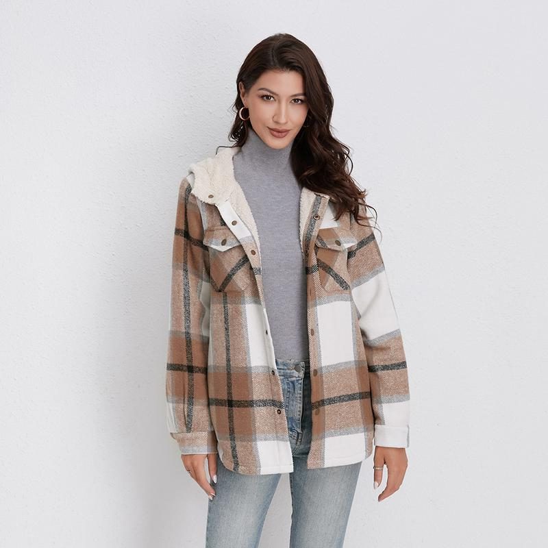 Yseult | Plaid Flannel Jacket with Hood for Women