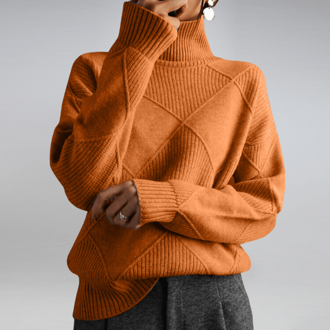 Mafalda Diamond Knit Turtleneck Sweater
