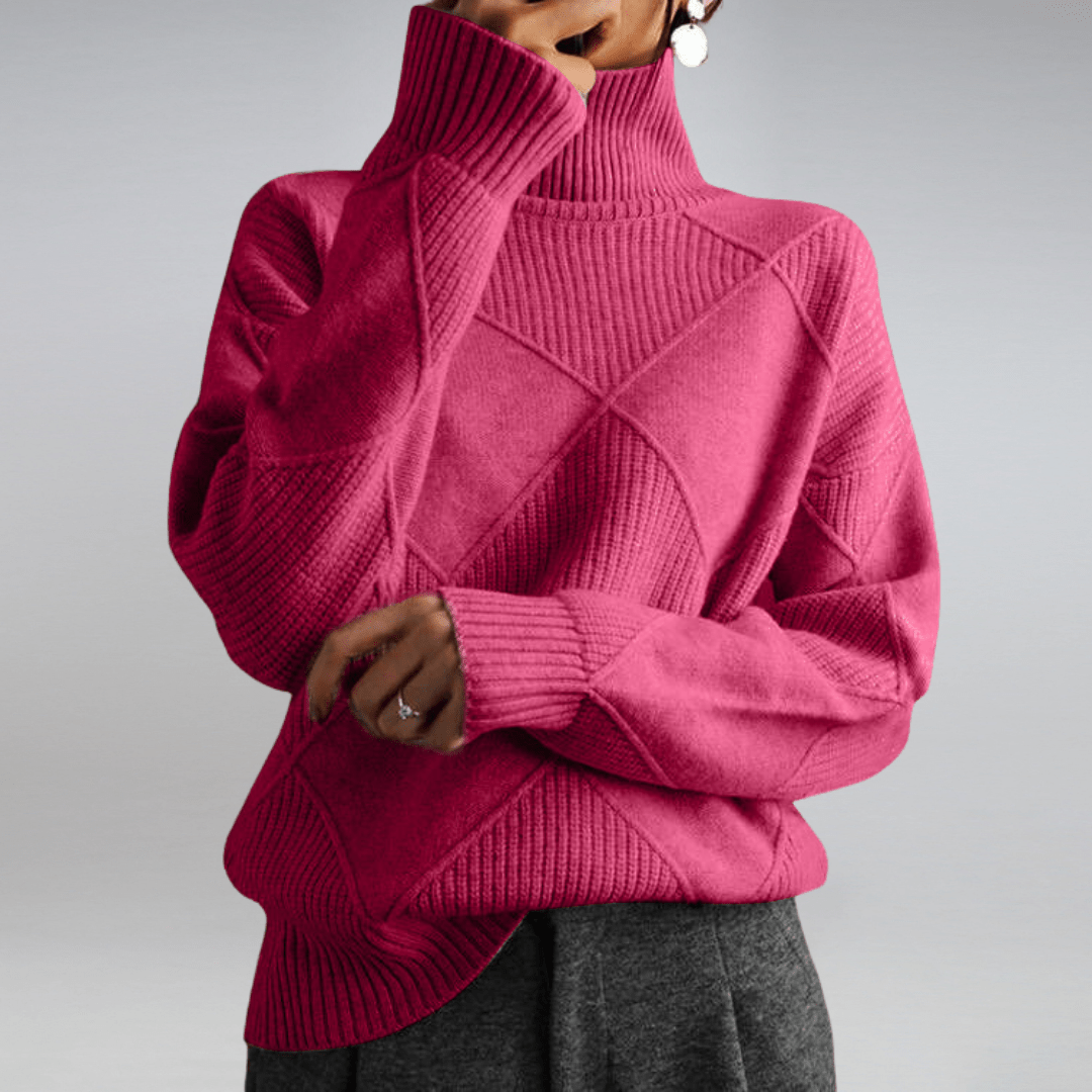 Mafalda Diamond Knit Turtleneck Sweater