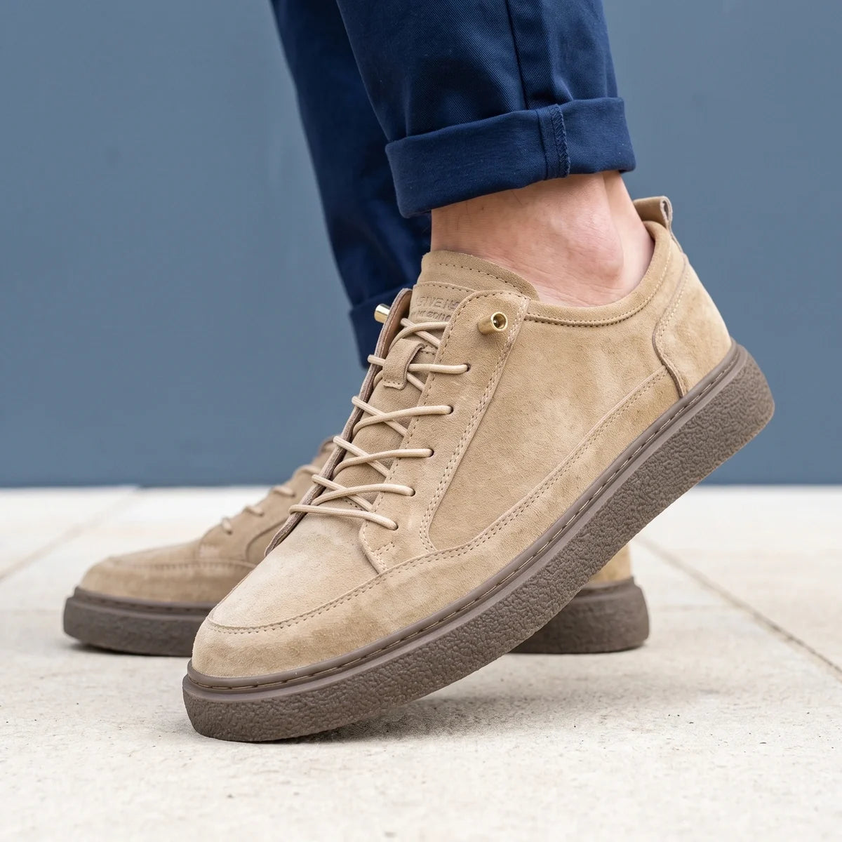 Yves Genuine Suede Crepe Sole Low Top Sneakers