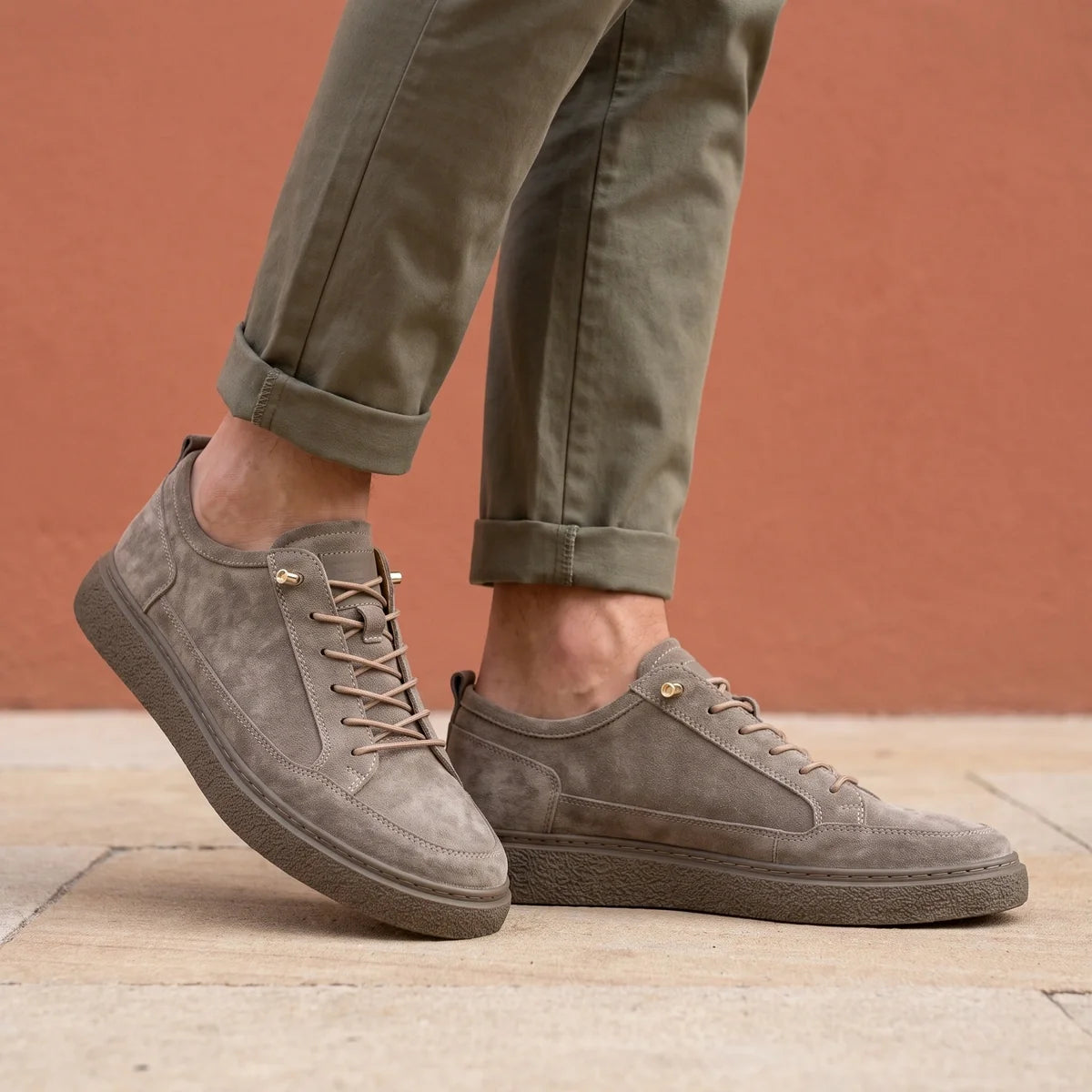 Yves Genuine Suede Crepe Sole Low Top Sneakers