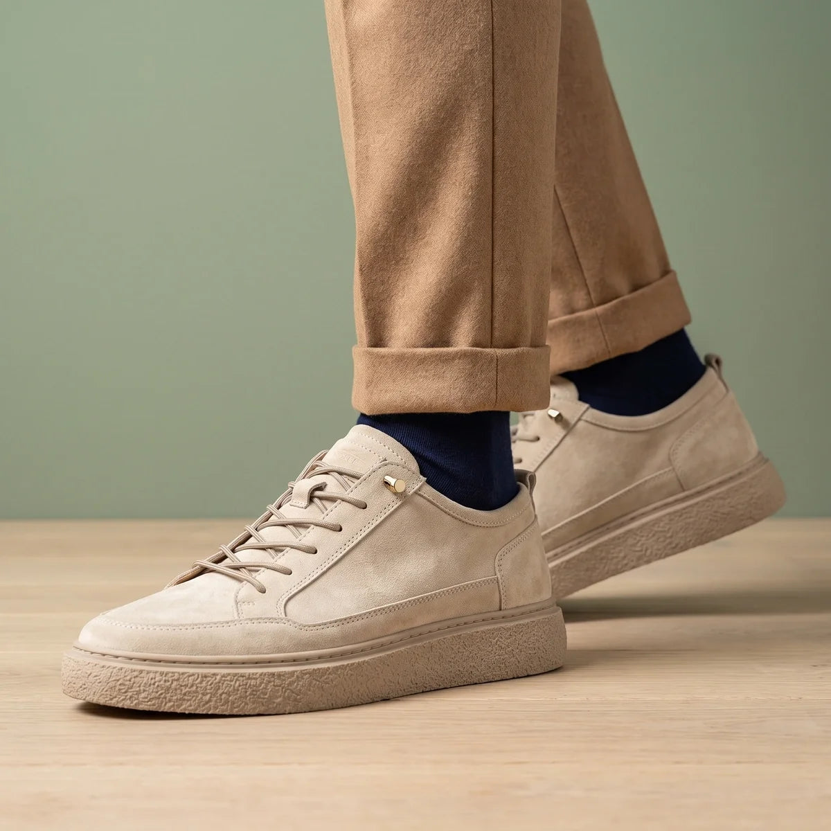 Yves Genuine Suede Crepe Sole Low Top Sneakers
