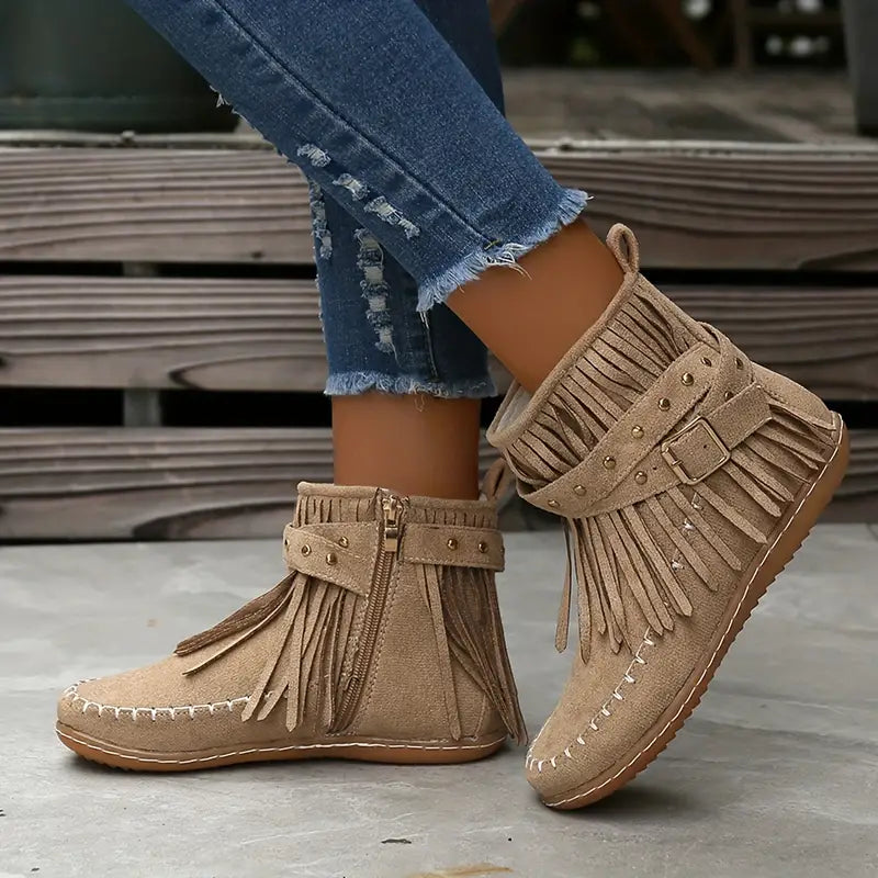 Women's Plush Lined Ankle Boots with Non-Slip Sole