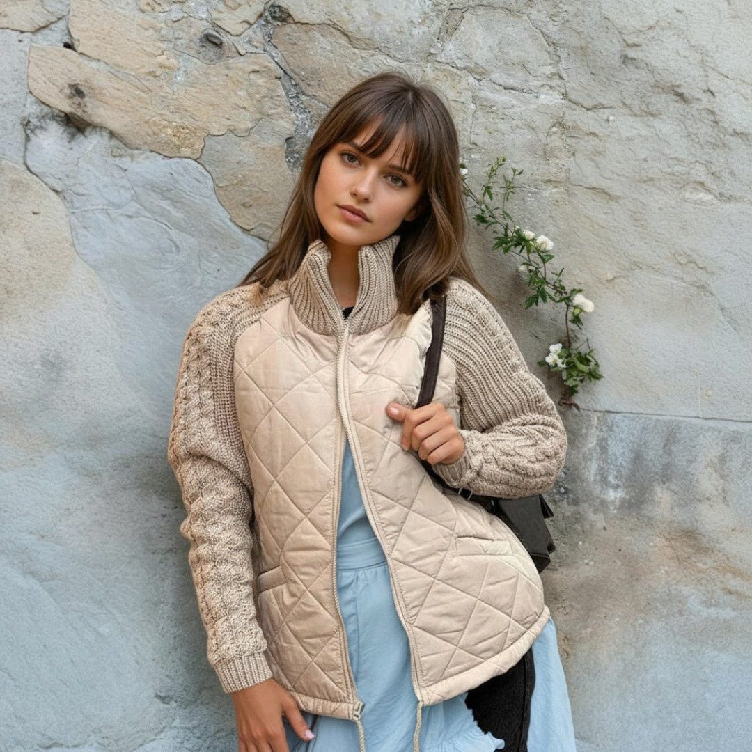 Zaira | Quilted Hybrid Jacket with Stand Collar for Women