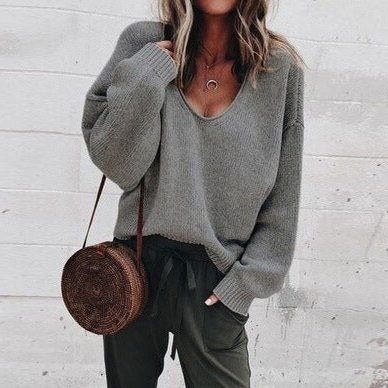 Zia | Oversized Sweater with V-Neck and Long Sleeves for Women