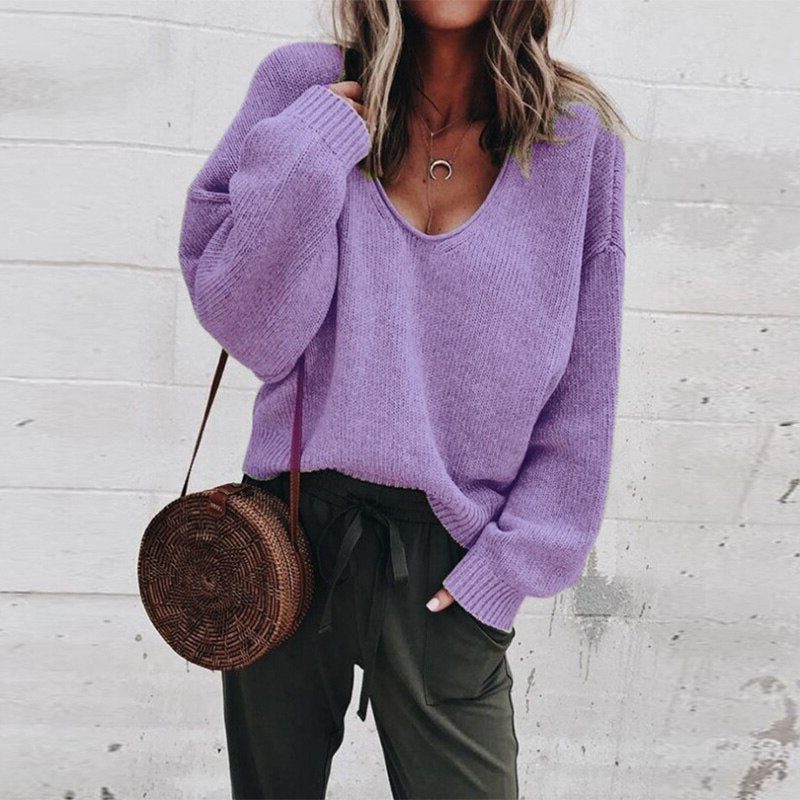 Zia | Oversized Sweater with V-Neck and Long Sleeves for Women