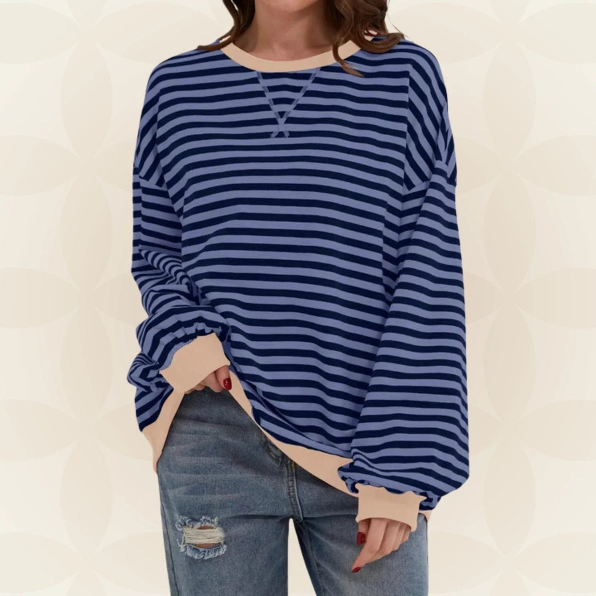 Zinnia | Striped Oversized Sweatshirt with Crew Neck for Women