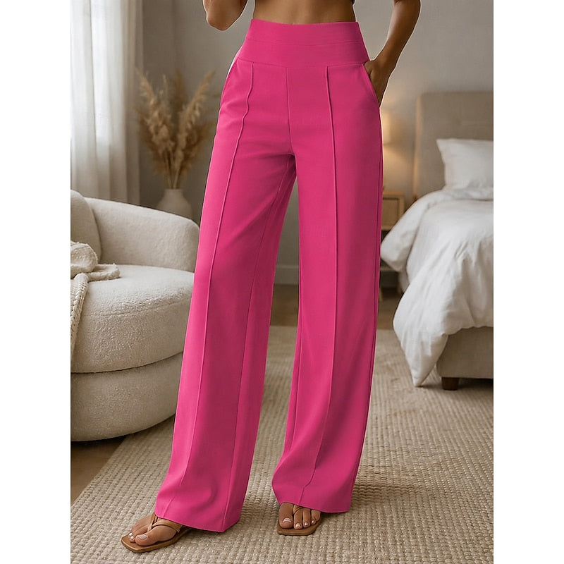 Women's High-Waist Wide-Leg Pants with Front Pintuck