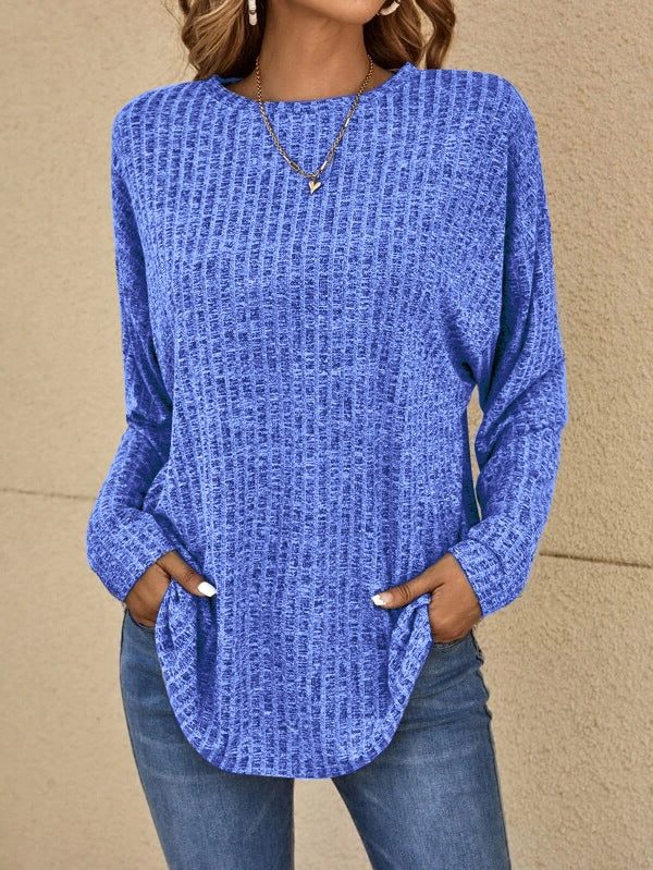 Zoya | Ribbed Knit Long Sleeve Sweater with Welt Pockets for Women