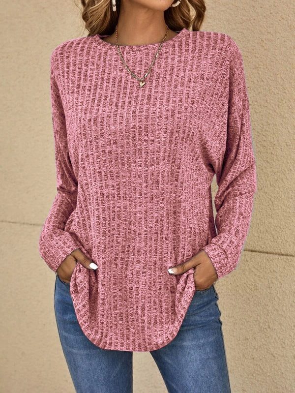 Zoya | Ribbed Knit Long Sleeve Sweater with Welt Pockets for Women