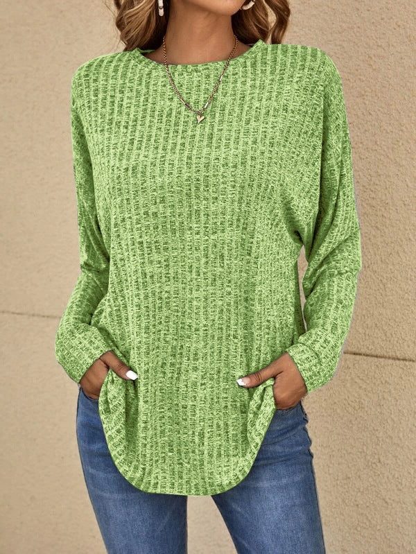 Zoya | Ribbed Knit Long Sleeve Sweater with Welt Pockets for Women