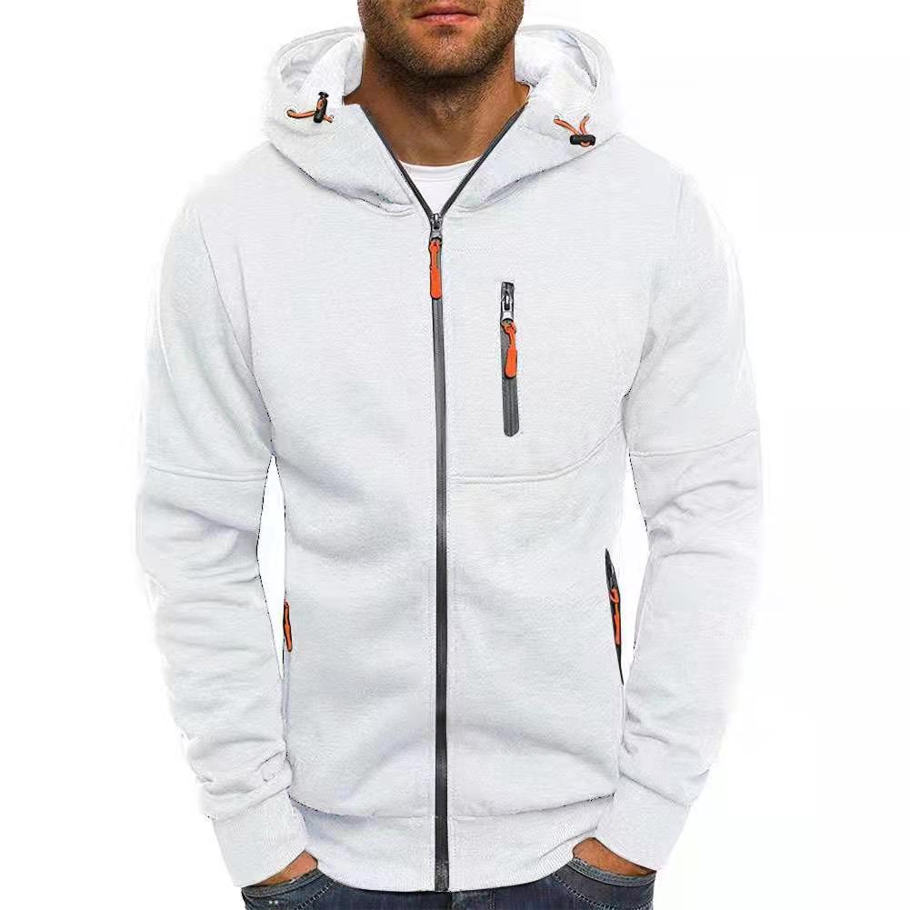 Men's Hooded Zip Hoodie, Long Sleeves, Zipper Pockets