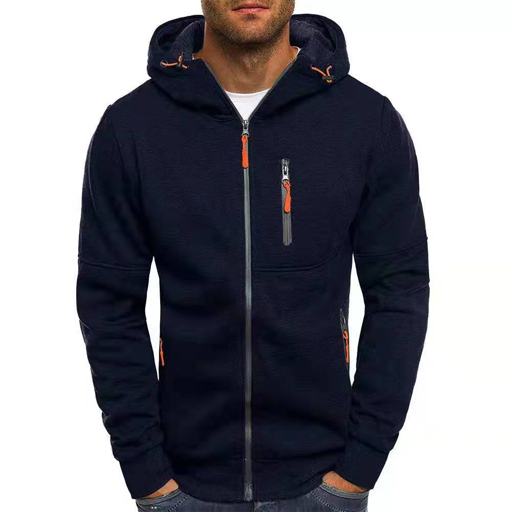 Men's Hooded Zip Hoodie, Long Sleeves, Zipper Pockets